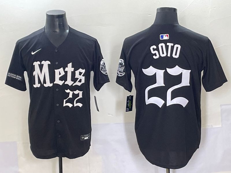 Men 2025 New York Mets #22 Soto Black Five generations Joint Name Nike MLB Jersey style 9
